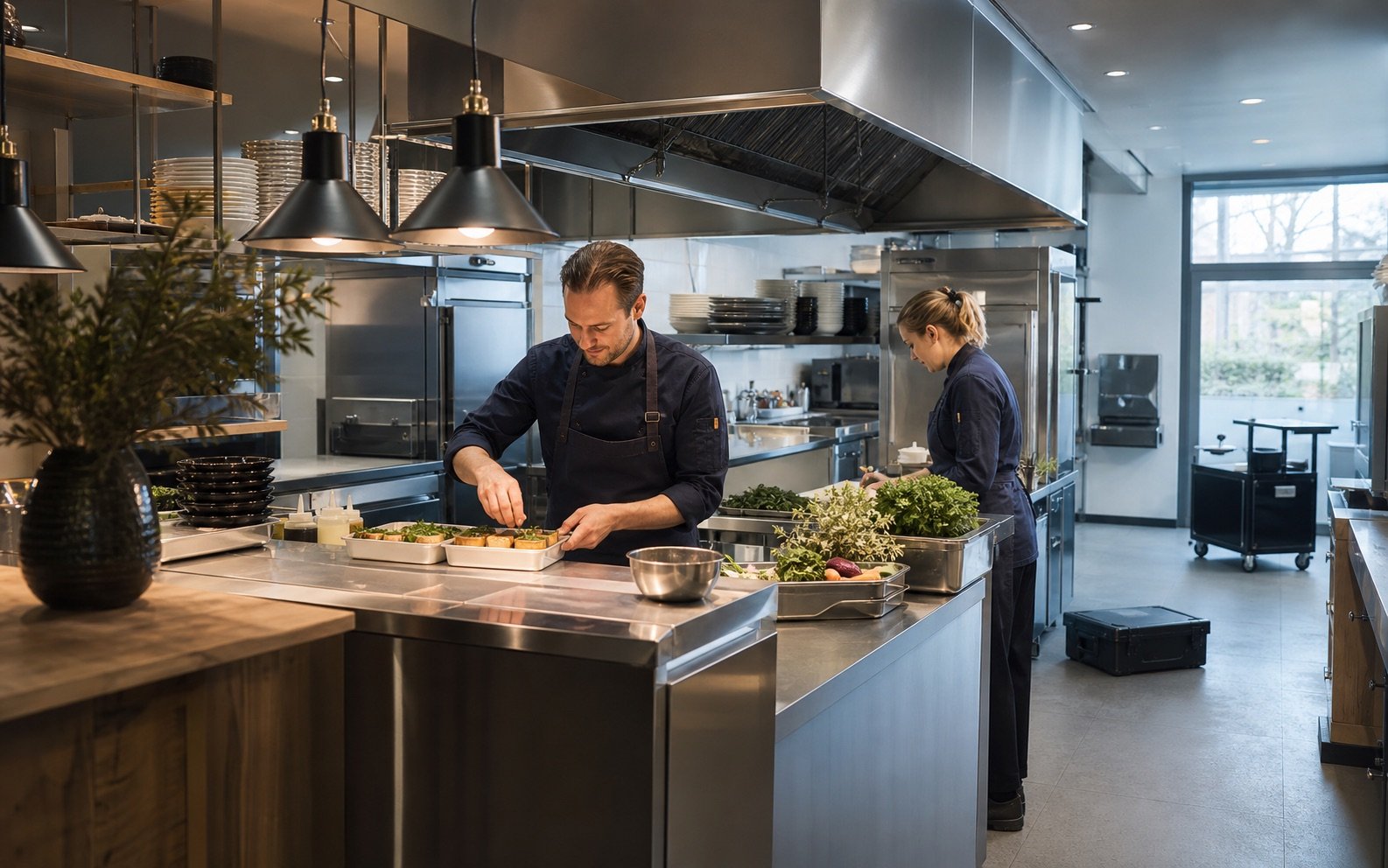 Genetableret restaurantkøkken klargøres til fuld service efter et akut driftsstop